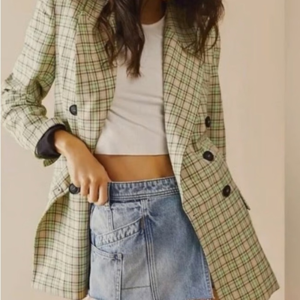 Free People Ashby Plaid Blazer